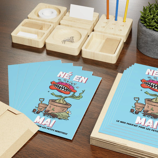 Né en Mai Greeting Cards - Fun 1 or 10-Piece Set for Birthday Celebrations