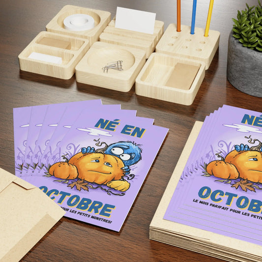 October Monster Greeting Cards - 1 or 10 Pack for Halloween Celebrations