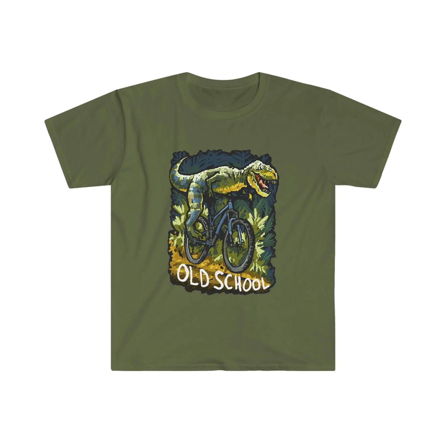 Old School Dinosaur on Mountain Bike T-shirt