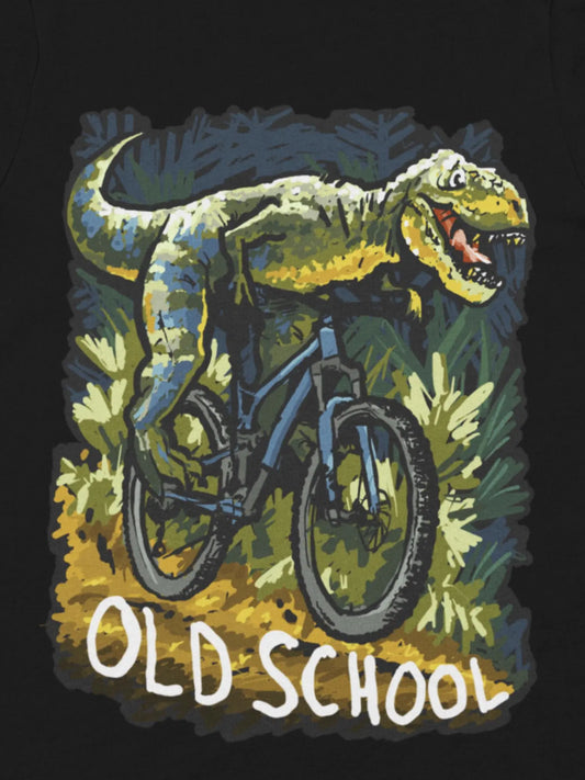 Old School Dinosaur on Mountain Bike T-shirt