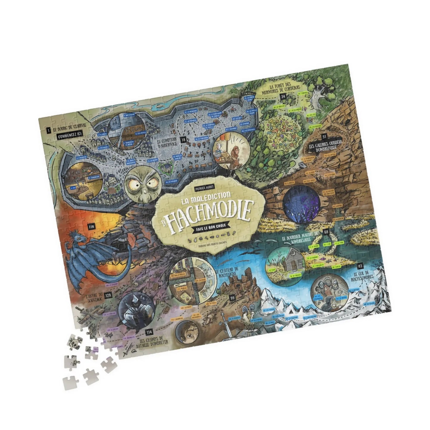 Puzzle illustré – Les terres d’Hashmodie – 520 pièces