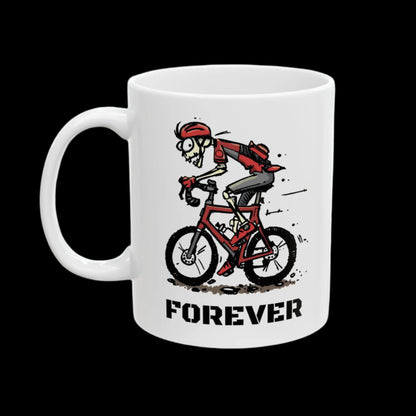 A Forever Riding Skeleton on a Bike Coffee Mug