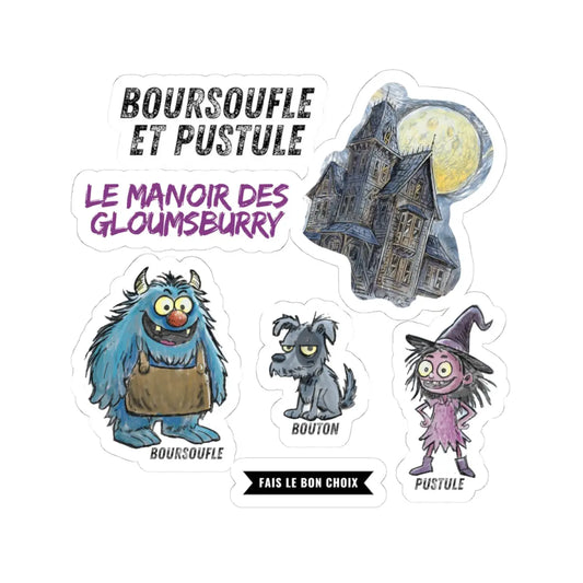 🕷️ Autocollants Boursoufle et Pustule – Feuille brillante Format : 10x10 cm