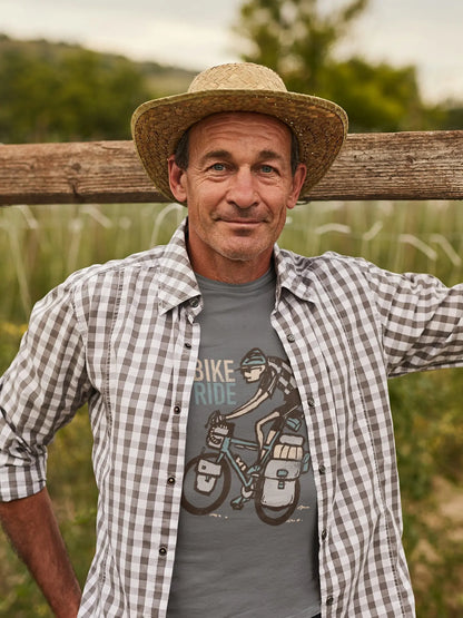 Bike Touring Man Climbing a Hill Bicycle T-Shirt