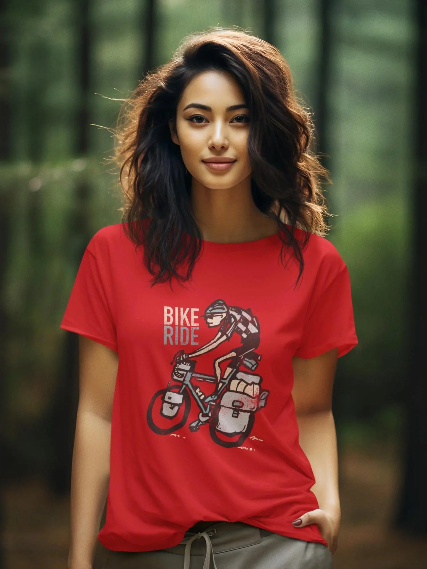 Bike Touring Man Climbing a Hill Bicycle T-Shirt