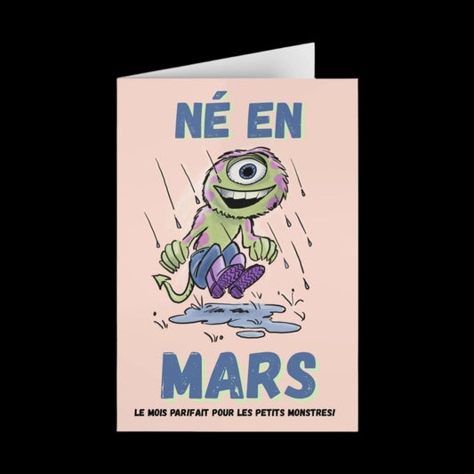 Birthday Greeting Cards for March Babies - Fun Monster Design - 1 or 10 Pack