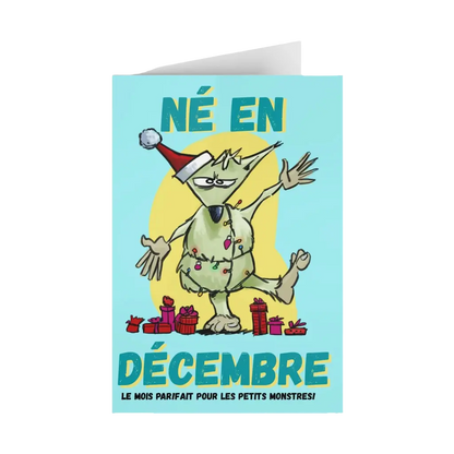 December Holiday Monster Card - Pack of 1 or 10