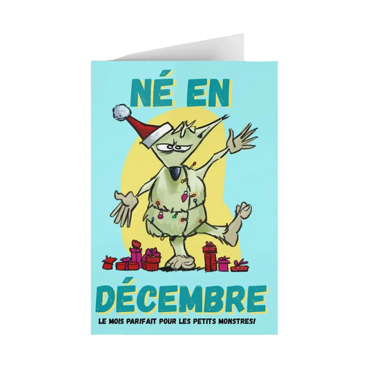 December Holiday Monster Card - Pack of 1 or 10