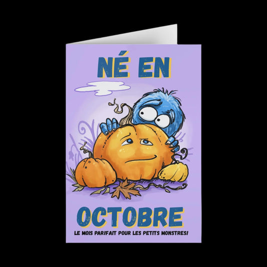 October Monster Greeting Cards - 1 or 10 Pack for Halloween Celebrations
