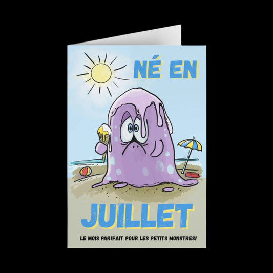 Playful Birthday Greeting Cards Set, Cute Card for Kids, July Birthday, Fun Monster Design, Humorous Note, Kids Birthday Gift