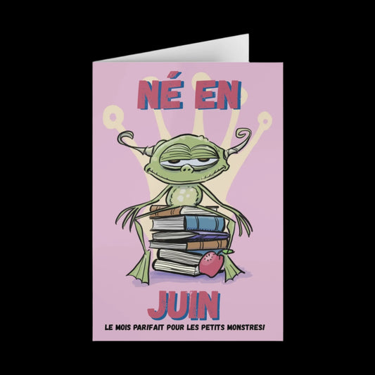 Playful June Birthday Greeting Cards - Fun Art for Kids, Celebration Cards, Notes for Friends, Cute Monster Theme
