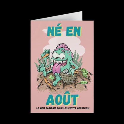 Whimsical Birthday Greeting Cards - Perfect for August Born Monsters (1 or 10-pcs)