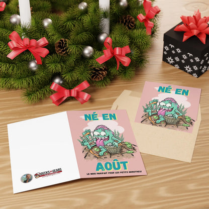 Whimsical Birthday Greeting Cards - Perfect for August Born Monsters (1 or 10-pcs)